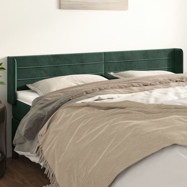 vidaXL Sänggavel med kanter mörkgrön 183x16x78/88 cm sammet Grön