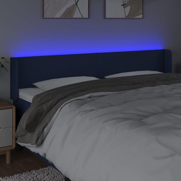 vidaXL Sänggavel LED blå 163x16x78/88 cm tyg Blå