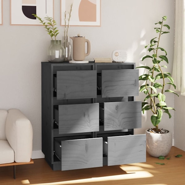 vidaXL Skänkar 2 st grå 32x34x75 cm massiv furu grå