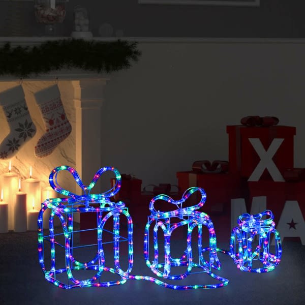 vidaXL Juldekoration julklappar med 180 LED inomhus/utomhus multifärg