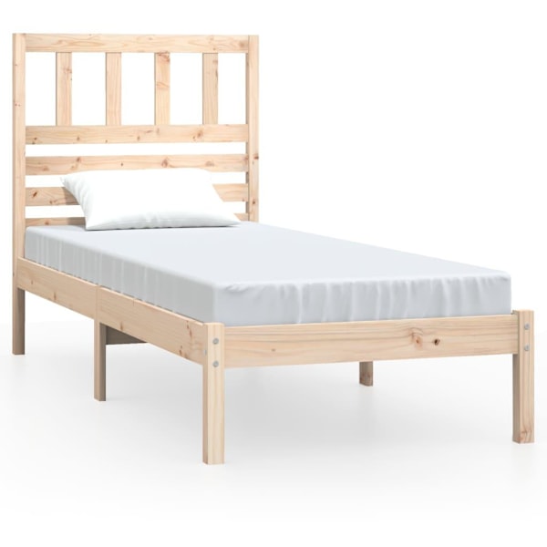 vidaXL Sängram massiv furu 90x200 cm Brun
