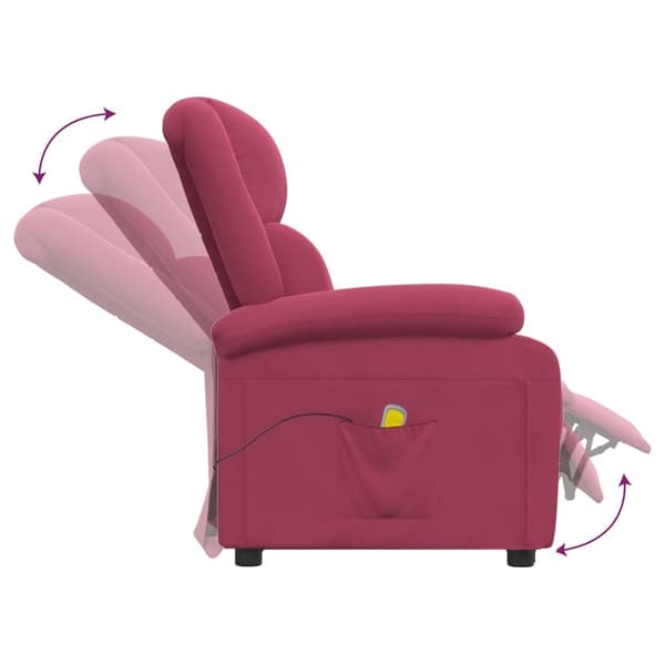 vidaXL Massagefåtölj vinröd sammet Röd