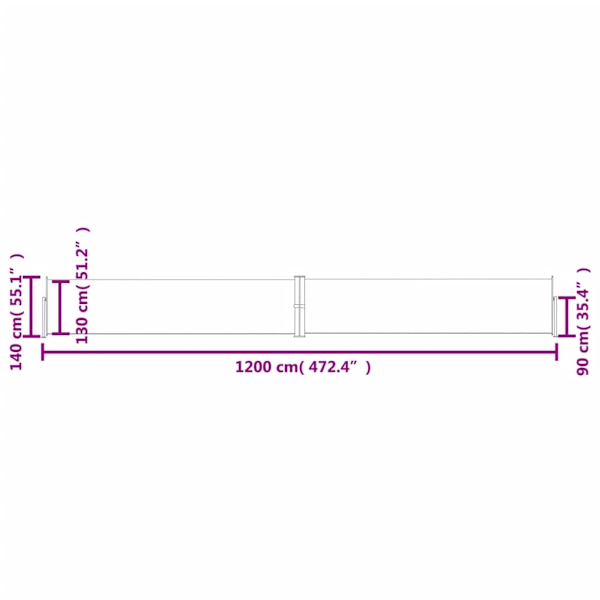 vidaXL Infällbar sidomarkis 140x1200 cm gräddvit Creme