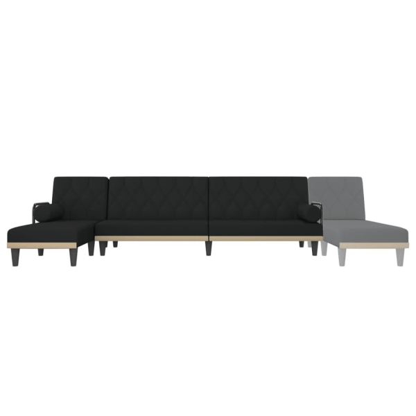 vidaXL L-formad bäddsoffa svart 260x140x70 cm tyg Svart