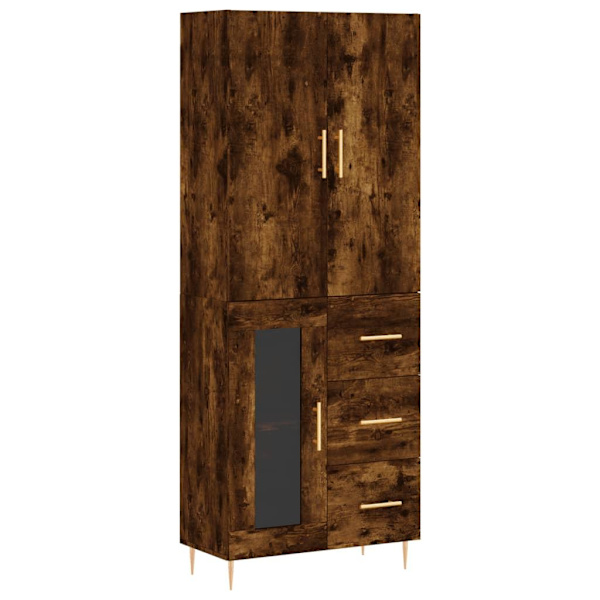 vidaXL Högskåp rökfärgad ek 69,5x34x180 cm konstruerat trä Brun