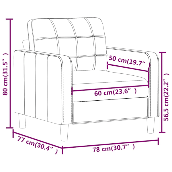 vidaXL Fåtölj Cappuccino 60 cm konstläder Brun