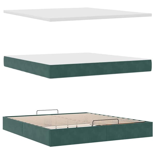 vidaXL Ottoman sängram med madrass mörkgrön 160x200 cm sammet Grön
