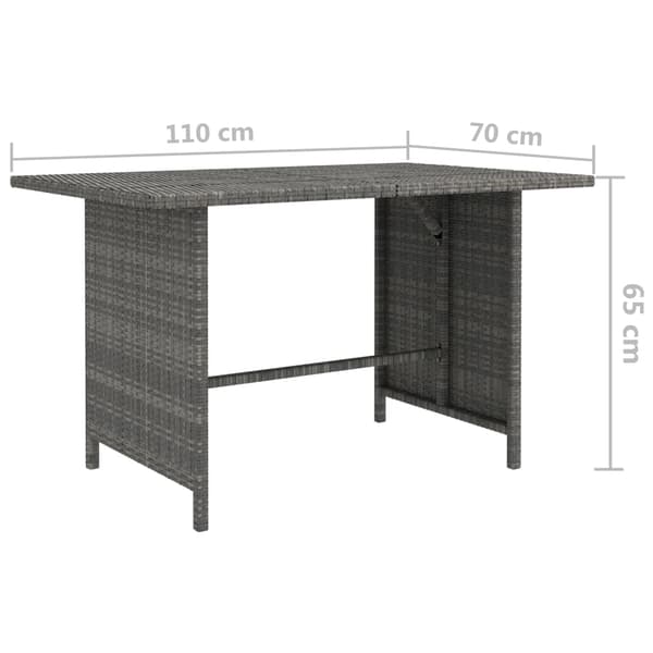 vidaXL Trädgårdsbord grå 110x70x65cm konstrotting grå