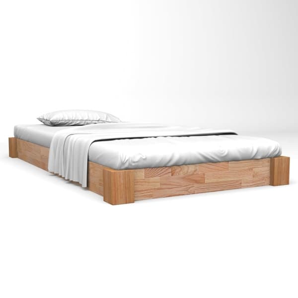 vidaXL Sängram massiv ek 120x200 cm Brun