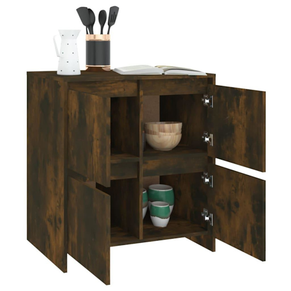vidaXL Skänkar 2 st rökfärgad ek 70x41x75 cm konstruerat trä Brun