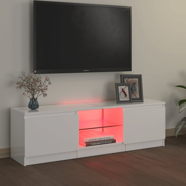 vidaXL TV-bänk med LED-belysning vit högglans 120x30x35,5 cm Vit