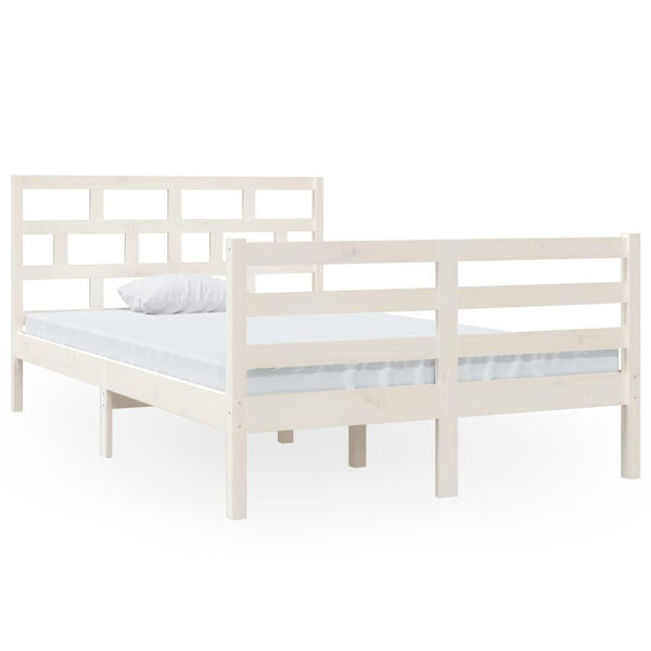vidaXL Sängram vit massiv furu 120x200 cm enkelsäng Vit
