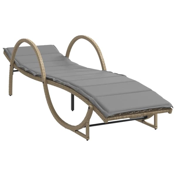 vidaXL Solsängar 2 st med dynor beige konstrotting Beige
