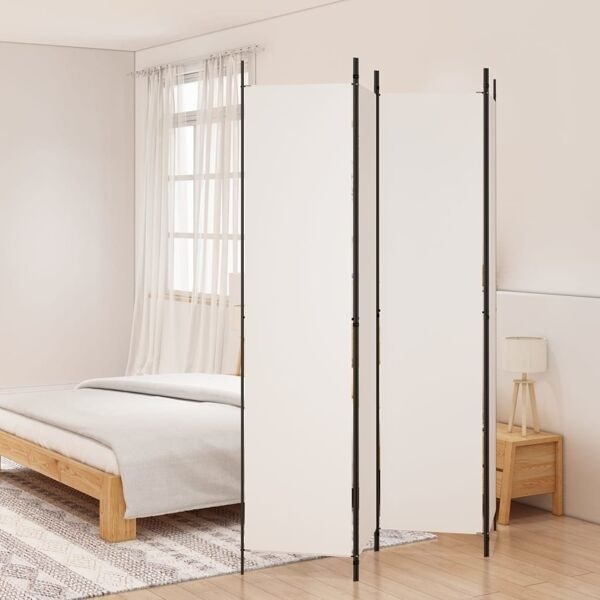 vidaXL Rumsavdelare 4 paneler vit 200x220 cm tyg Vit