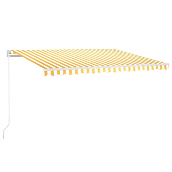 vidaXL Automatisk markis med vindsensor & LED 450x300 cm gul/vit Gul