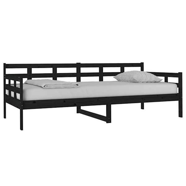 vidaXL Dagbädd svart 90x200 cm massiv furu Svart