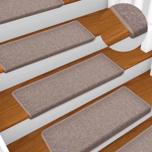 vidaXL Trappmattor 15 st 65x21x4 cm ljusbruna rektangulära kanter Brun