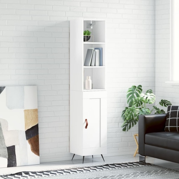 vidaXL Högskåp vit högglans 34,5x34x180 cm konstruerat trä Vit