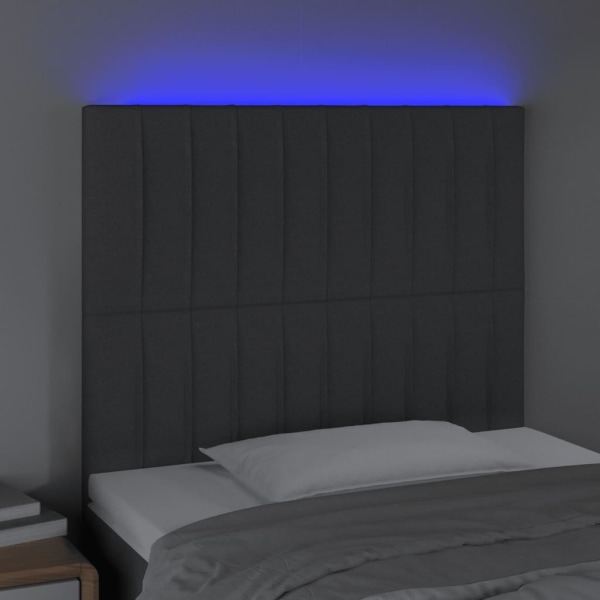 vidaXL Sänggavel LED mörkgrå 80x5x118/128 cm tyg Grå