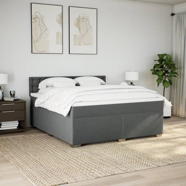 vidaXL Ramsäng med madrass mörkgrå 180x200 cm tyg Grå