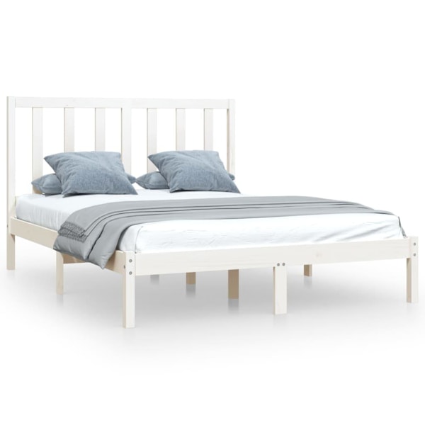 vidaXL Sängram vit massiv furu 160x200 cm Vit