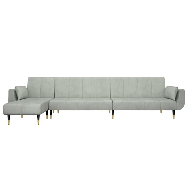 vidaXL L-formad bäddsoffa ljusgrå 275x140x70 cm sammet Grå