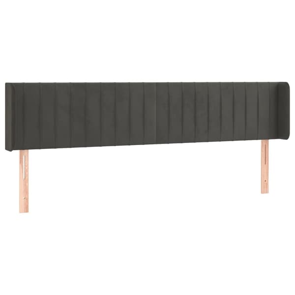 vidaXL Sänggavel med kanter mörkgrå 183x16x78/88 cm sammet Grå
