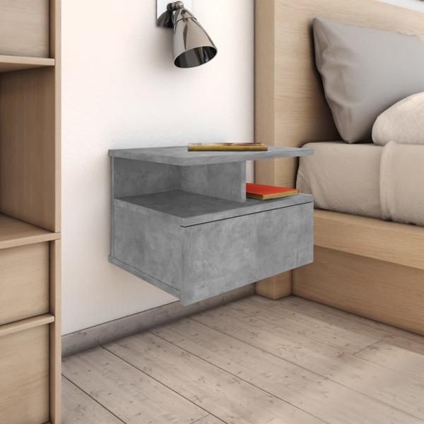 vidaXL Svävande sängbord betonggrå 40x31x27 cm konstruerat trä grå