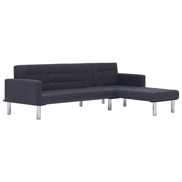 vidaXL L-formad bäddsoffa mörkgrå polyester grå