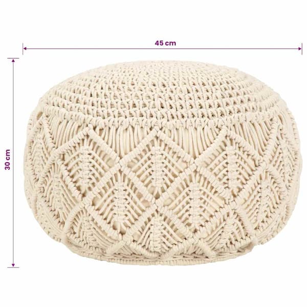 vidaXL Handgjord sittpuff makramé 45x30 cm bomull Beige