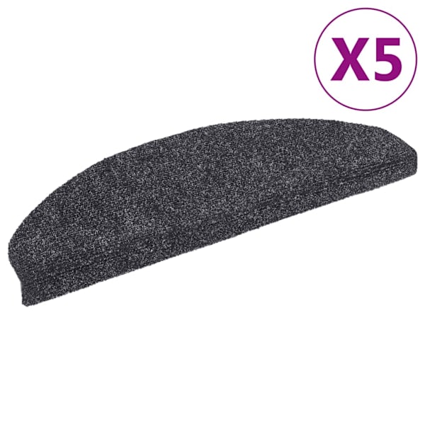vidaXL Trappstegsmattor självhäftande 5 st mörkgrå 65x21x4 cm brodyr grå