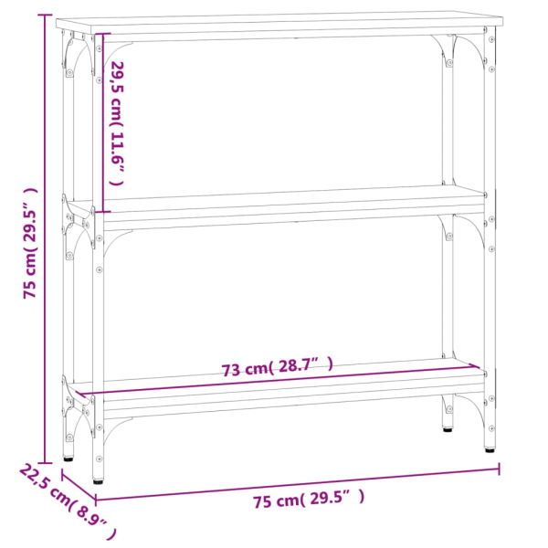 vidaXL Avlastningsbord sonoma-ek 75x22,5x75 cm konstruerat trä Brun