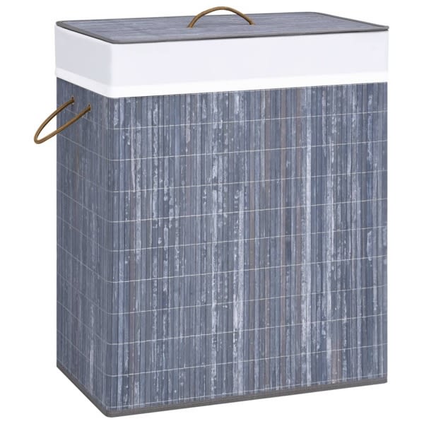 vidaXL Tvättkorg bambu med 2 sektioner grå 100 L grå