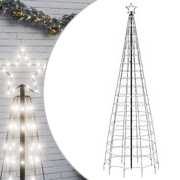 vidaXL Julgransbelysning med markspett 570 LEDs kallvitt 300 cm Cold white