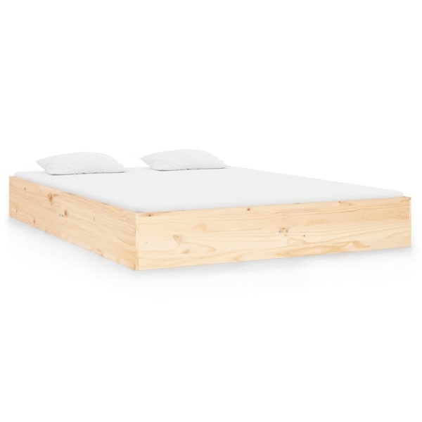 vidaXL Sängram massivt trä 140x190 cm Brun