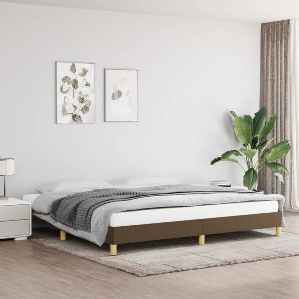 vidaXL Sängram mörkbrun 200x200 cm tyg Brun