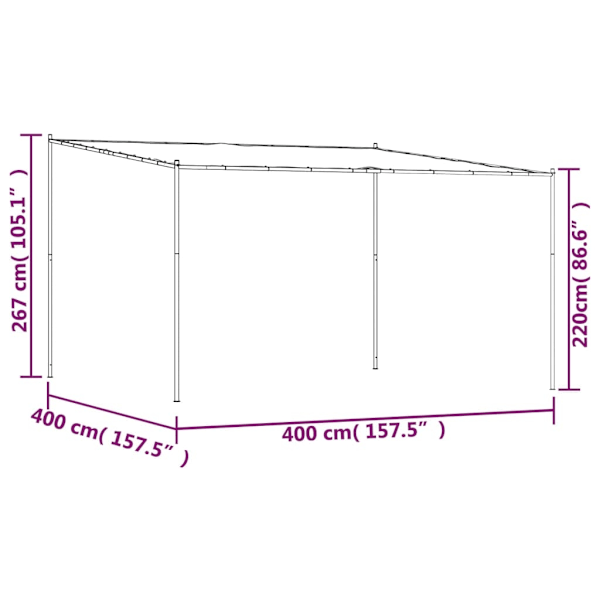 vidaXL Paviljong antracit 4x4 m 180 g/m² tyg och stål Antracit