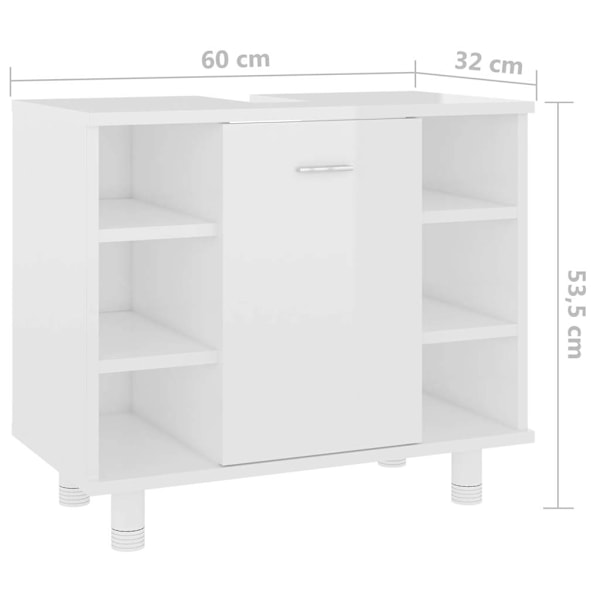 vidaXL Badrumsskåp vit högglans 60x32x53,5 cm konstruerat trä Vit