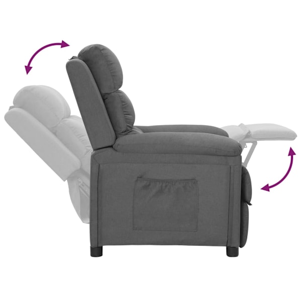 vidaXL Reclinerfåtölj ljusgrå tyg Grå