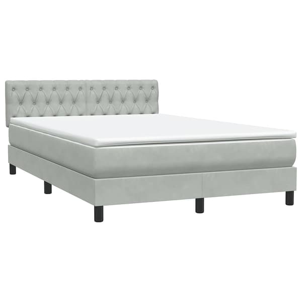 vidaXL Ramsäng med madrass ljusgrå 160x210 cm sammet Grå