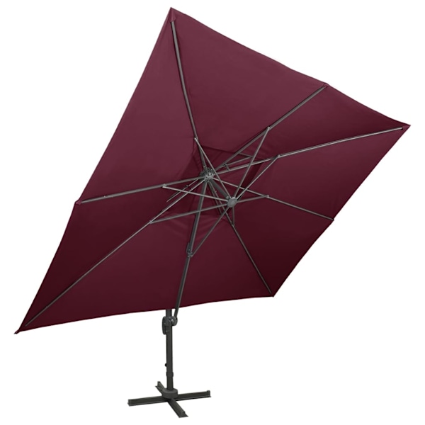 vidaXL Frihängande trädgårdsparasoll med ventilation vinröd 400x300 cm Röd