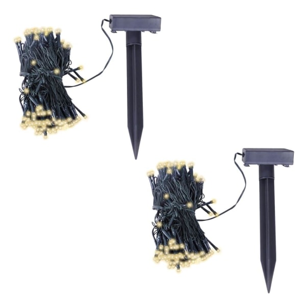 vidaXL Solcellsdriven LED-ljusslinga 2 st varmvit Svart
