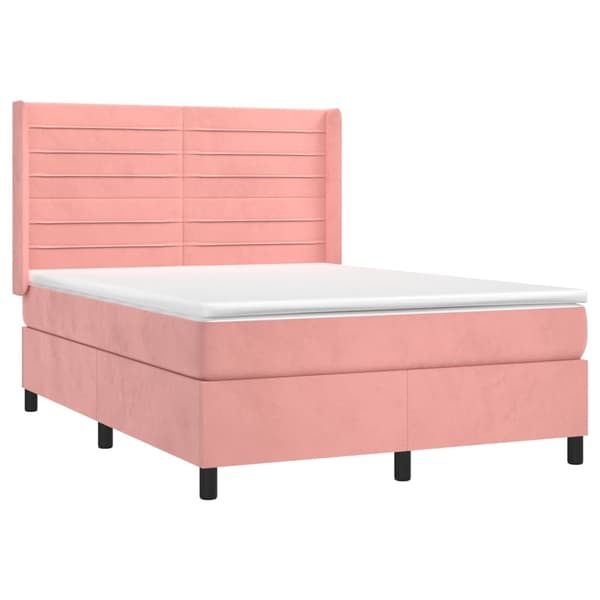 vidaXL Ramsäng med madrass rosa 140x200 cm sammet Rosa