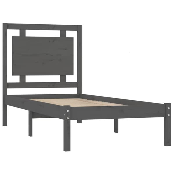 vidaXL Sängram grå massivt trä 90x200 cm Grå