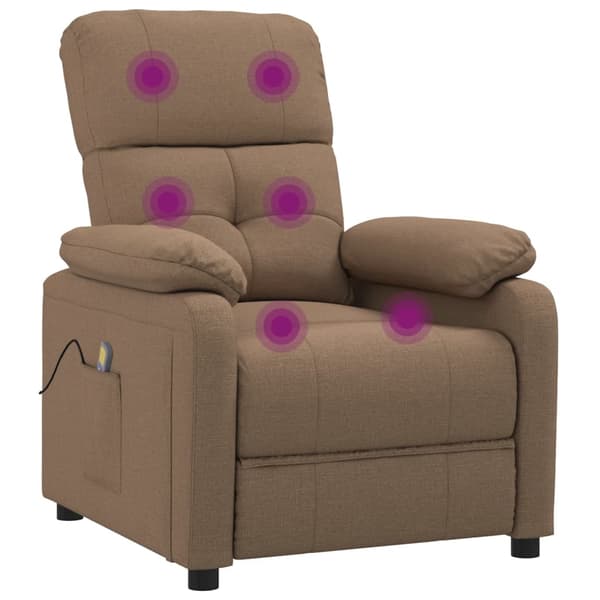 vidaXL Massagefåtölj brun tyg Brun
