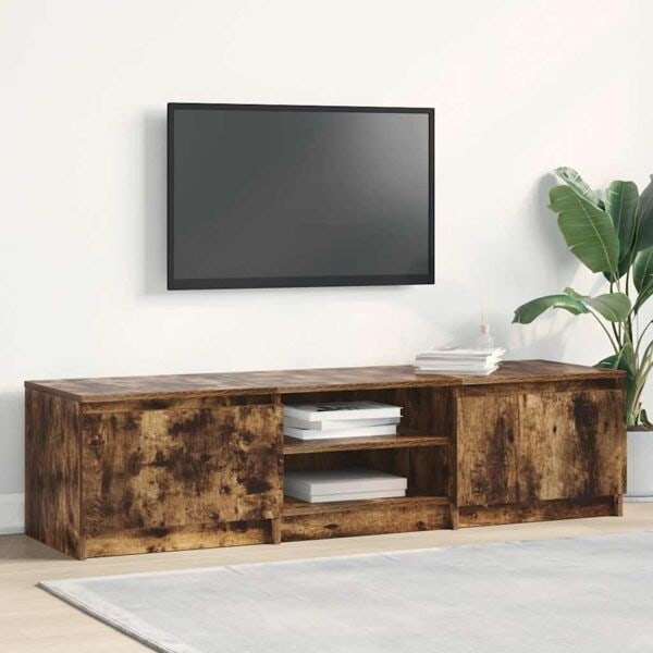 vidaXL Tv-bänk rökfärgad ek 140x40x35,5 cm konstruerat trä Brun