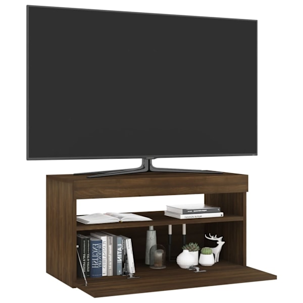 vidaXL Tv-bänk med LED-belysning brun ek 75x35x40 cm Brun