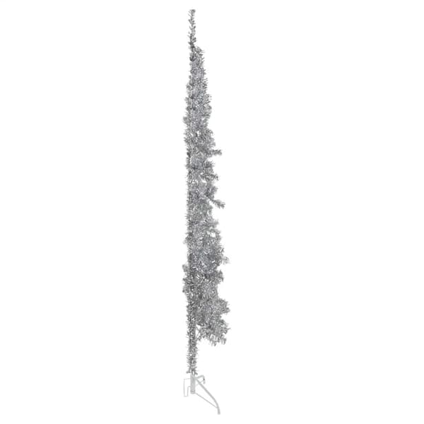 vidaXL Smal halv plastgran med stativ silver 210 cm Silver