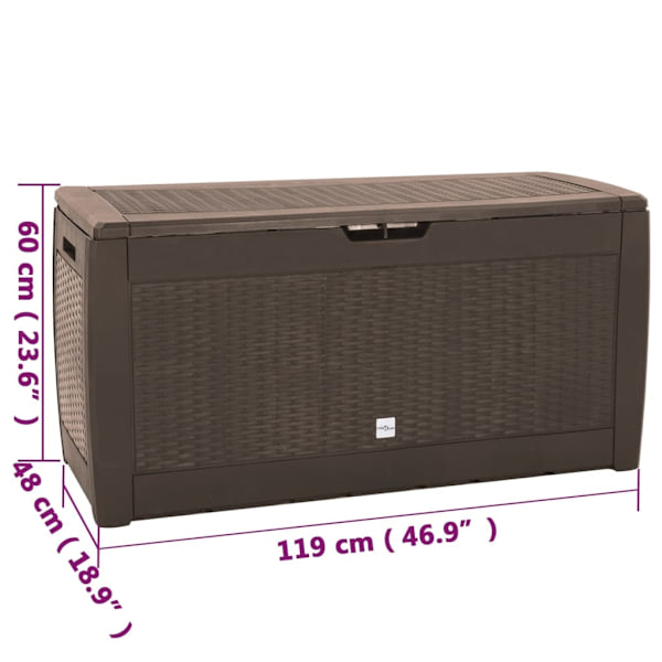 vidaXL Dynbox brun 119x48x60 cm polypropen Brun