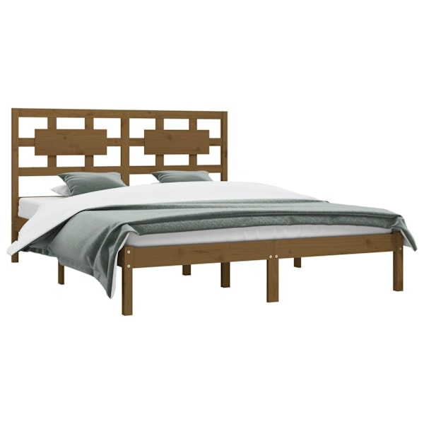 vidaXL Sängram honungsbrun massiv furu 120x200 cm enkelsäng Brun